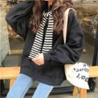 Long Sleeve Plain Pullover + Hooded Scarf