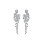 Fashion And Elegant Flower Tassel Earrings With Cubic Zirconia Silver - One Size