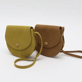 Faux-suede Round Saddle Shoulder Bag