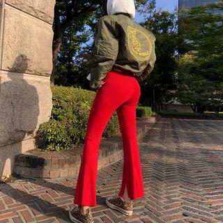 Slit Boot-cut Pants In Red