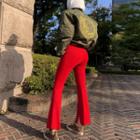 Slit Boot-cut Pants In Red