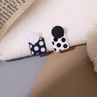 Polka Dots Stud Earring Black & White - One Size