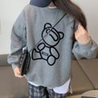 Bear Print Sweatshirt Gray - One Size