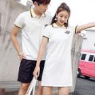 Couple Matching Short-sleeve Embroidered Polo Dress / Polo Shirt / Shorts