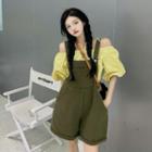 Off-shoulder Plain Shirt + Jumpsuit
