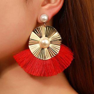 Faux Pearl Tassel Alloy Dangle Earring