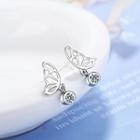 Rhinestone Butterfly Dangle Earring Platinum Plating - One Size