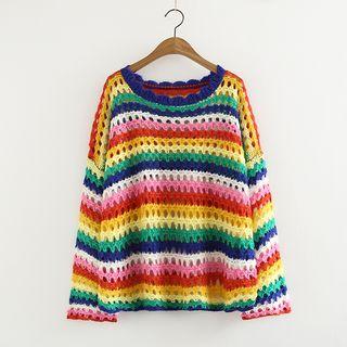Rainbow Perforated Sweater Multicolor - One Size