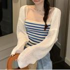 Striped Knit Camisole Top / Lightweight Cardigan
