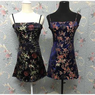 Spaghetti-strap Jacquard Minidress