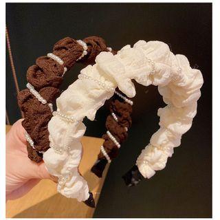 Faux Pearl Fabric Face Wash Headband