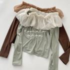 Off-shoulder Ruffle Panel T-shirt