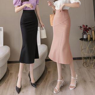 High-waist Slim Fit Plain Skirt