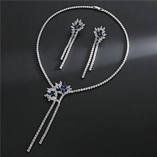 Set: Rhinestone Y Necklace + Fringed Earring
