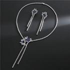 Set: Rhinestone Y Necklace + Fringed Earring