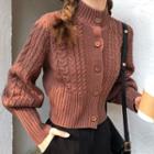 High-neck Long-sleeve Cardigan