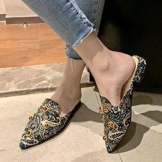 Patterned Pointy Mules