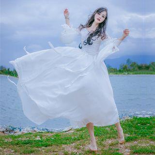 Bell-sleeve A-line Maxi Dress