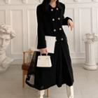 Mesh Overlay Double-breasted Coat