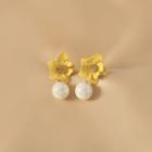 Flower Faux Pearl Dangle Earring 1 Pair - Yellow - One Size