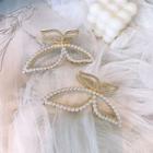 Butterfly Faux Pearl Alloy Hair Clamp Gold - One Size