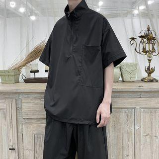 Set: Sport Short-sleeve Stand-collar Top + Shorts
