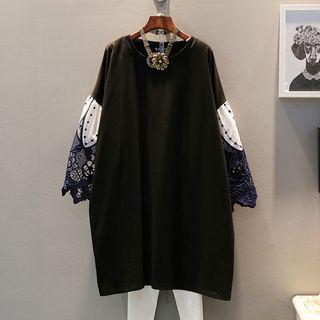 Perforated Pullover Dress Black - One Size