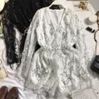 Long-sleeve Mesh Sequined Playsuit