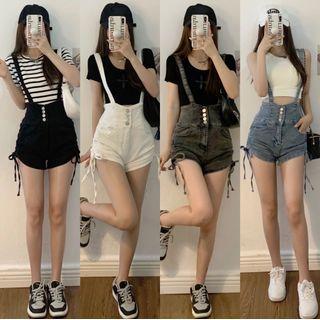 Slim-fit Denim Jumper Shorts