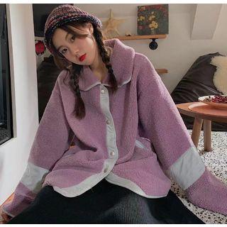 Contrast Trim Jacket Purple - One Size