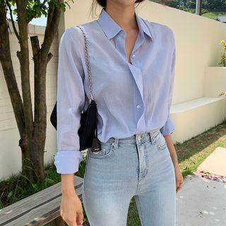 Hidden Buttoned Plain Shirt
