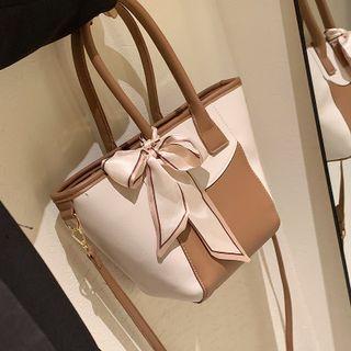Paneled Bow Tote Bag