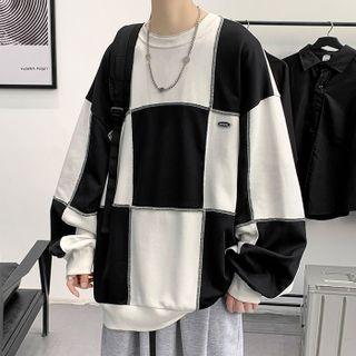 Checker Paneled Sweatshirt
