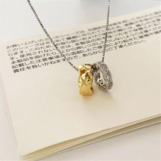 Hoop Rhinestone Pendant Sterling Silver Choker Gold & Silver - One Size