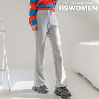 Plus Size Ribbed Boot-cut Pants