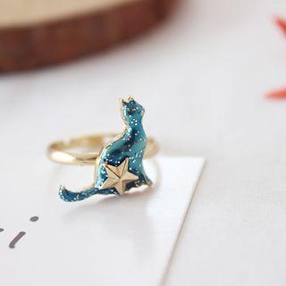 Glittered Cat Open Ring