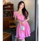 Short-sleeve Ruffle Slim-fit Dress