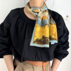 Printed Narrow Silk Scarf Gold - 150x15cm - J508