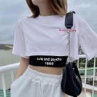 Set: Short-sleeve Lettering Cropped T-shirt + Tank Top