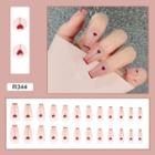 Heart Faux Nail Tips R344 - Pink & Red - One Size
