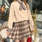 Tie-neck Shirt / Sleeveless Mini Knit Dress