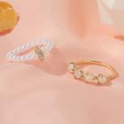 Set: Rhinestone / Faux Pearl Ring (assorted Designs) 01 - 9621 - Kc Gold - One Size