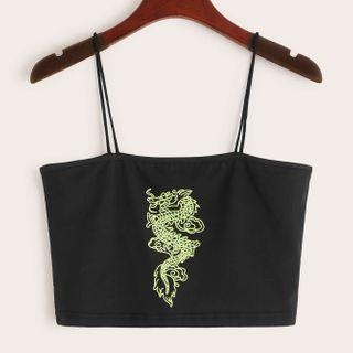 Dragon Print Cropped Camisole