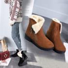 Block Heel Side-zip Short Snow Boots