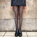 Heart Fishnet Tights Small Hearts - Black - One Size