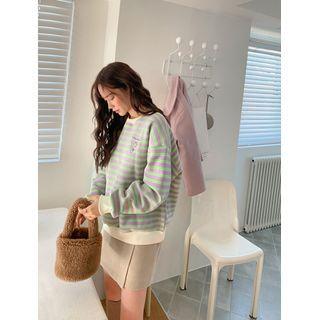 [plus Size] Striped Sweatshirt