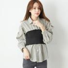 Mock Two Piece Striped Shirt Black - One Size