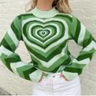 High Neck Heart Graphic Sweater