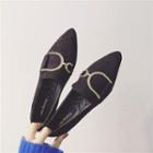 Faux Suede Buckled Pointed Loafers