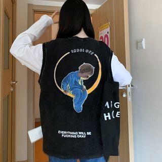Plain Long-sleeve T-shirt / Printed Sleeveless T-shirt